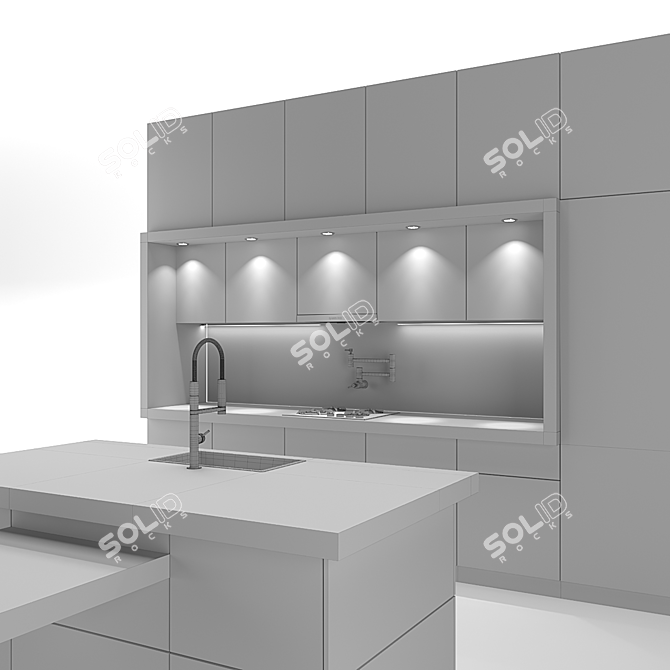 Modern Kitchen Island Set 3D model image 3