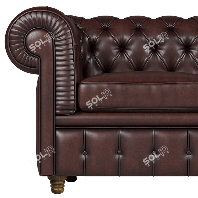 Classic Chesterfield Leather Sofa 3D model image 4