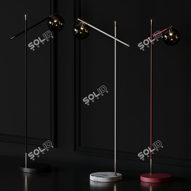 Elegant GRACE N°2 Floor Lamp 3D model image 1