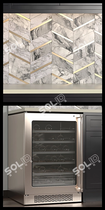 Sleek Corner-Side Black Kitchen 3D model image 2