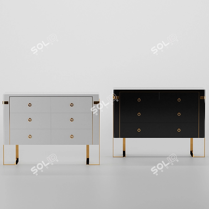 Piatto Black Gold & White Gold Chest 3D model image 1