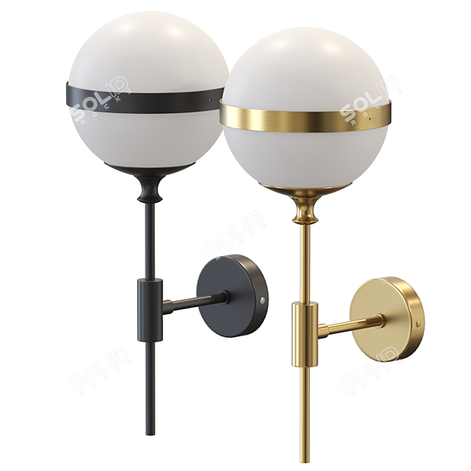 Elegant Glass Globe Wall Lamp 3D model image 1