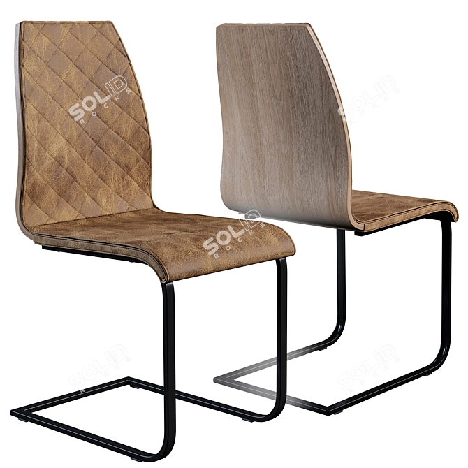 Blacky Extendable Dining Table and K265 Steel Chair Set 3D model image 3