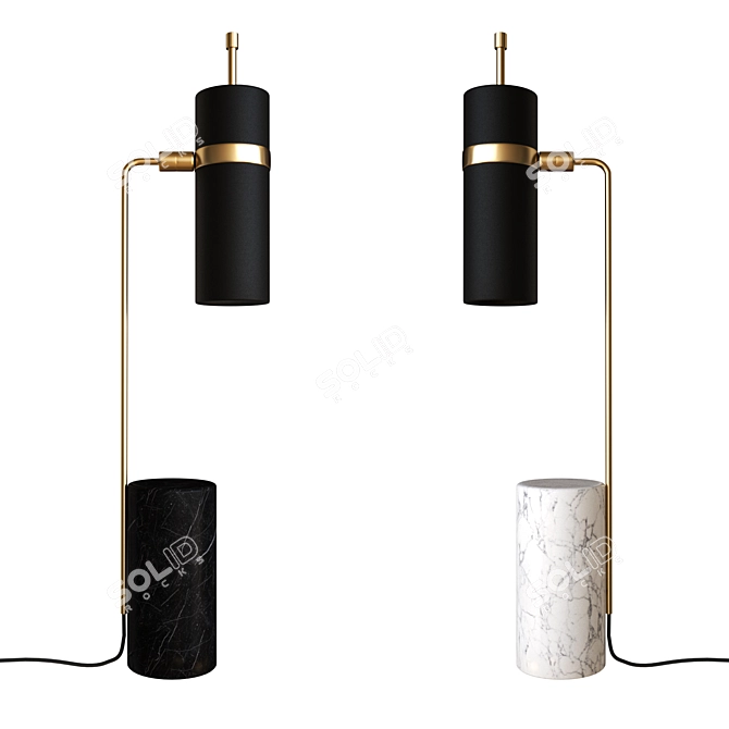 Modern Brass and Metal Table Lamp 3D model image 1