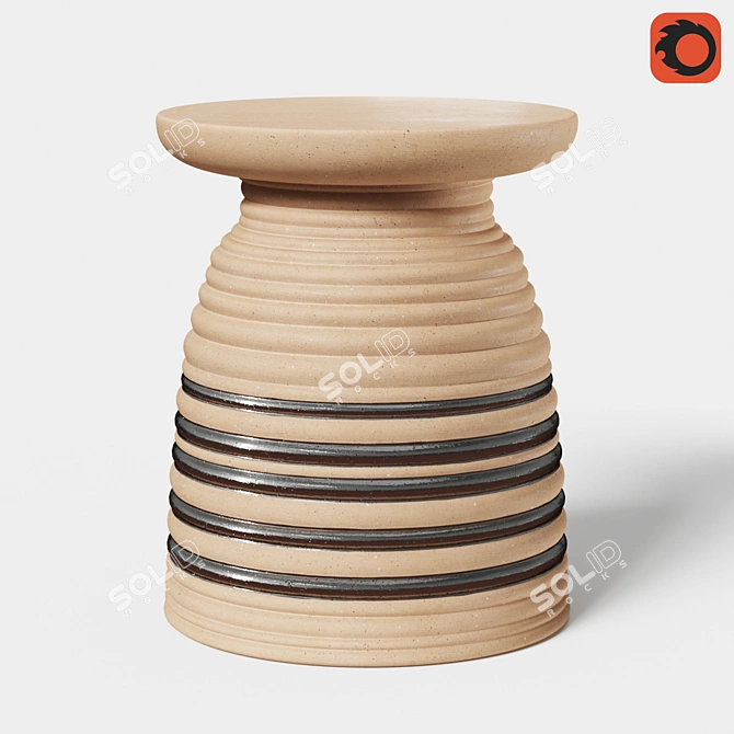 Sleek Metallic Ceramic Stool 3D model image 1