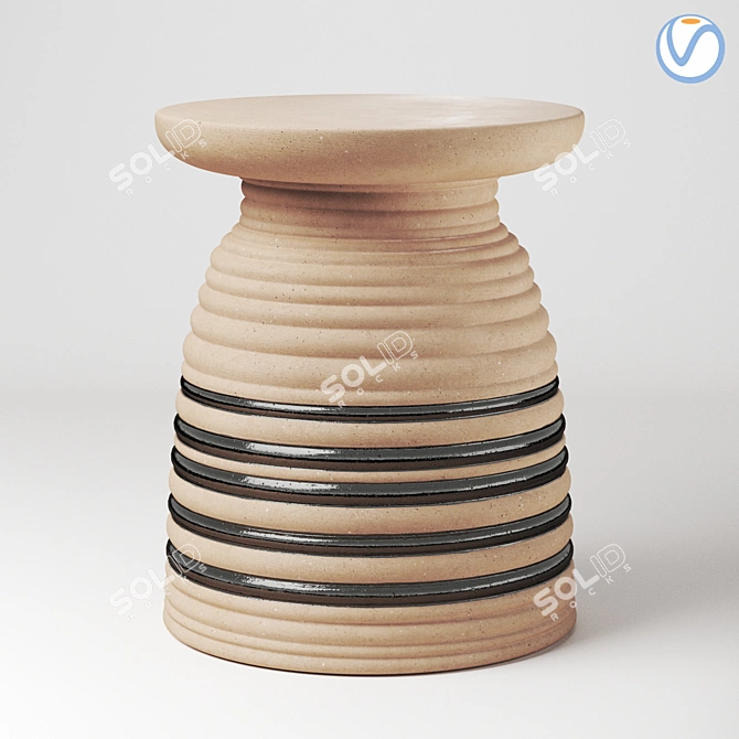 Sleek Metallic Ceramic Stool 3D model image 2