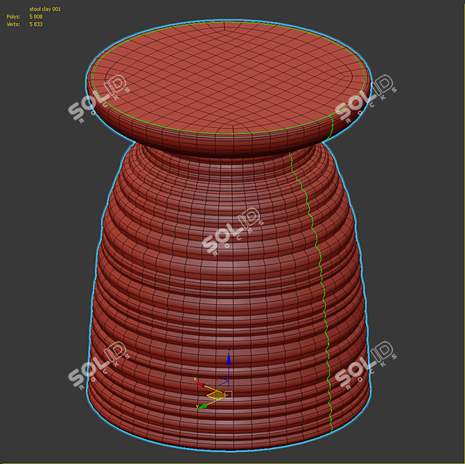 Sleek Metallic Ceramic Stool 3D model image 3