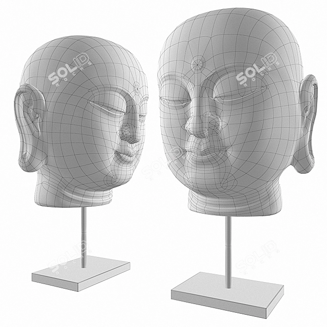 Smiling Buddha Head Decor Sculpture 3D model image 2