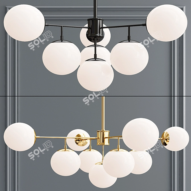 Elegant Starburst Chandelier Lights 3D model image 5