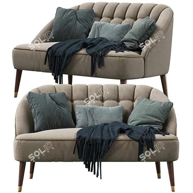 Elegant Margot 2 Seater Sofa 3D model image 1