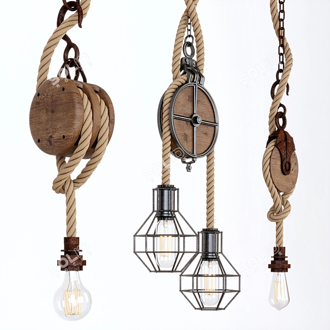 Nautical Rope Pendant Light 3D model image 2