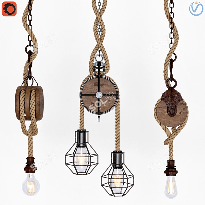 Nautical Rope Pendant Light 3D model image 4