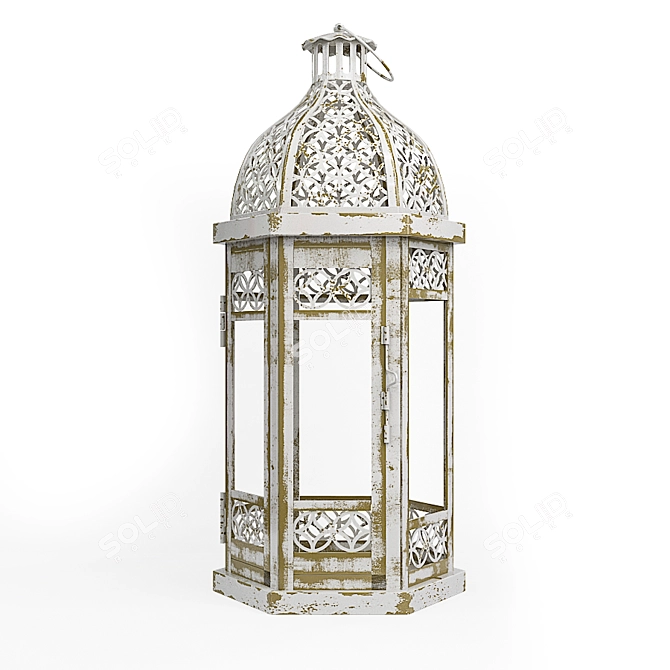 Elegant Floral Metal Lantern 3D model image 1