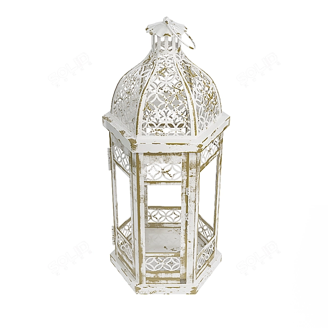 Elegant Floral Metal Lantern 3D model image 2