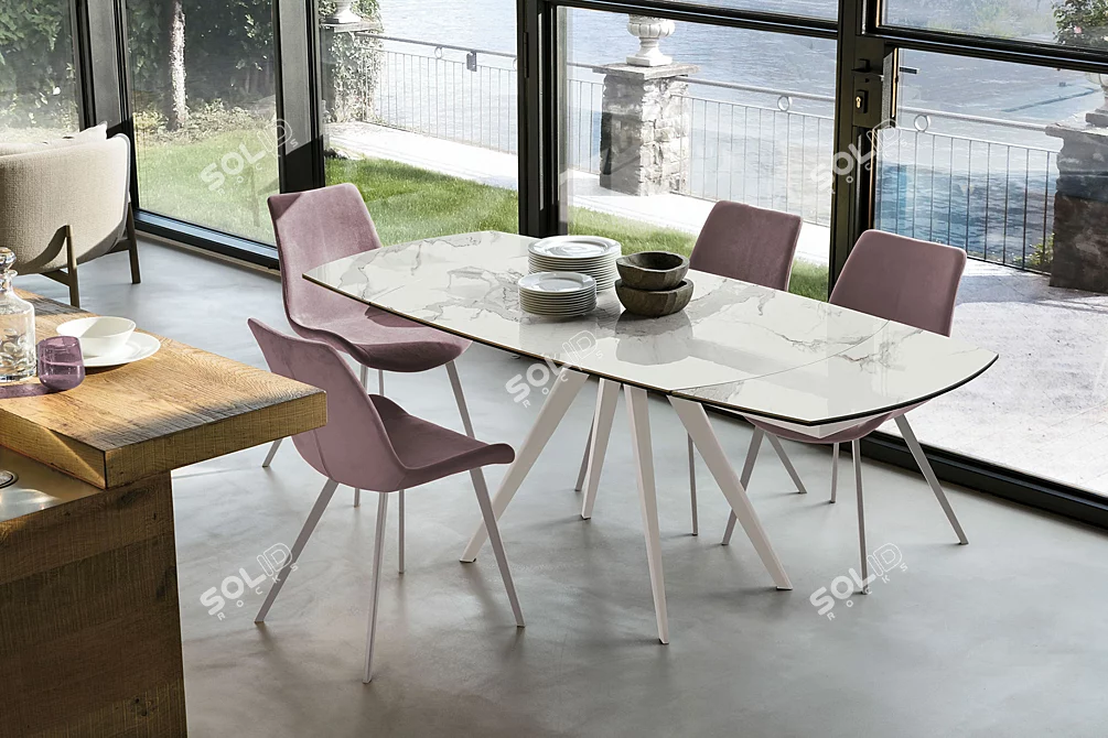 Italian Greeko Extendable Dining Table 3D model image 1