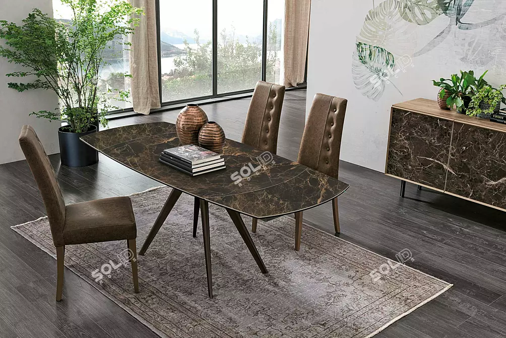 Italian Greeko Extendable Dining Table 3D model image 5