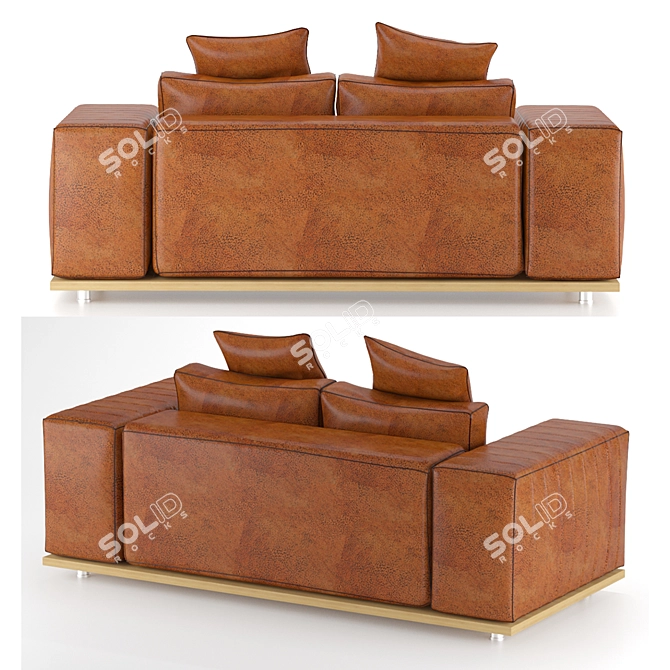 Elegant Leather Sofa, 190cm 3D model image 2