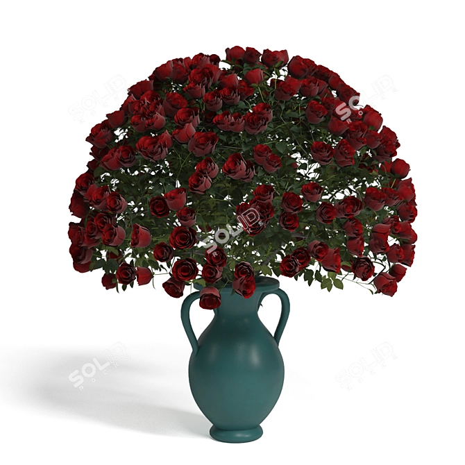 Elegance in Bloom: Vase of Roses 3D model image 1