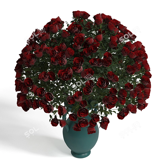 Elegance in Bloom: Vase of Roses 3D model image 2