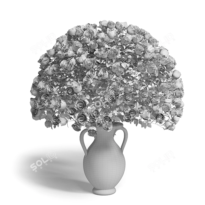 Elegance in Bloom: Vase of Roses 3D model image 3