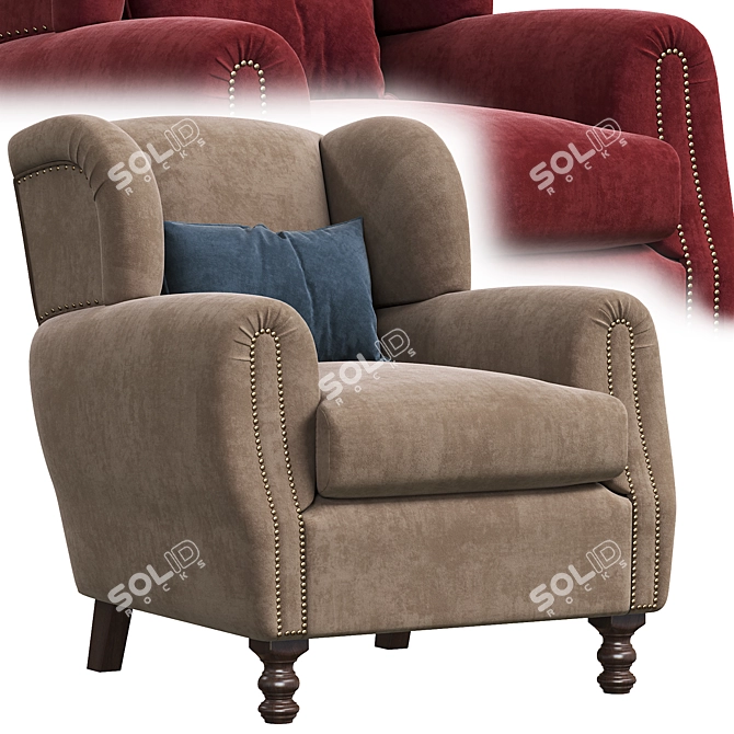 Sleek Mohair Cinema Armchair 3D model image 1