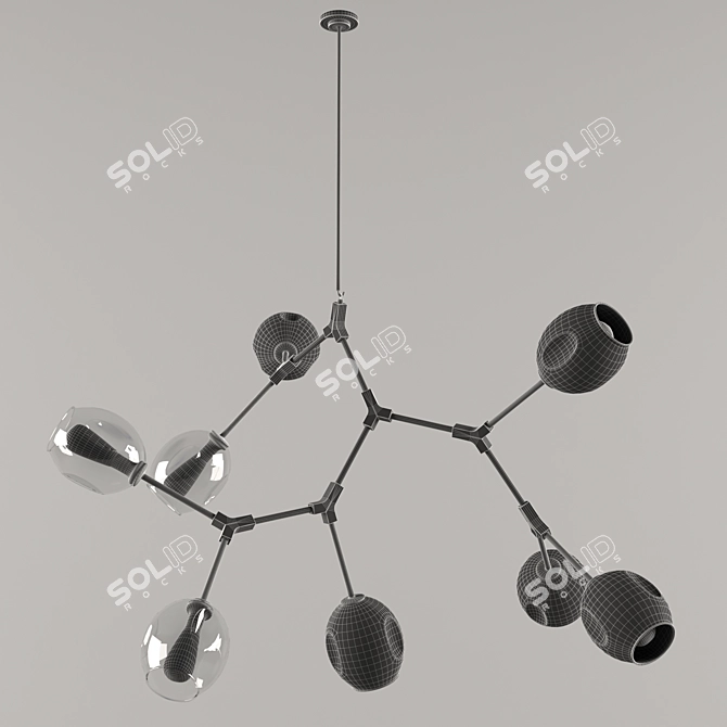 Elegant Organic Black Chandelier 3D model image 5