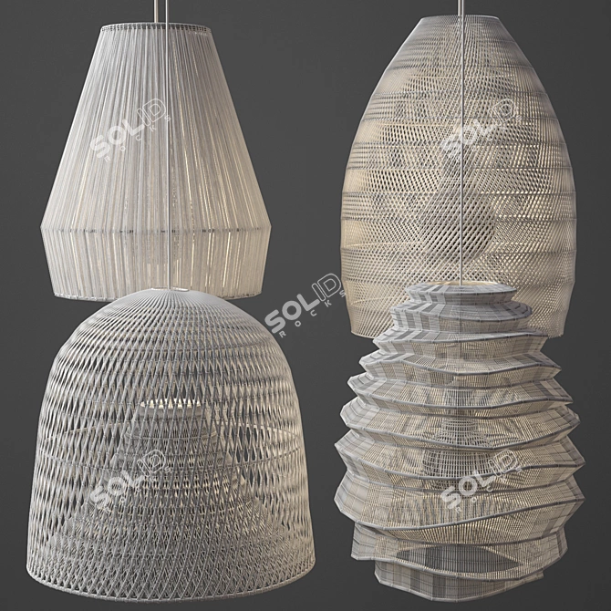 Rustic Rattan Illuminate Ensemble 3D model image 2