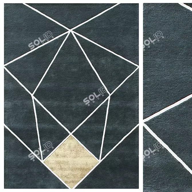 Elegant Monalise Wool Rug 3D model image 1