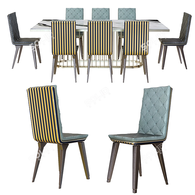 Sleek Modern Dining Chair 3D model image 1