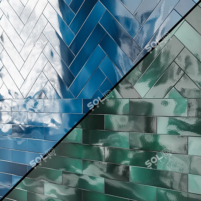Crackle Ceramic Wall Tile: White, Bone, Caramel, Aspen, Smokey Blue, Ocean Blue, Mustard, Esmerald 3D model image 1
