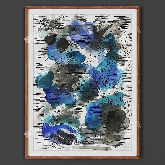 Wooden Frame Artwork 3D model image 1