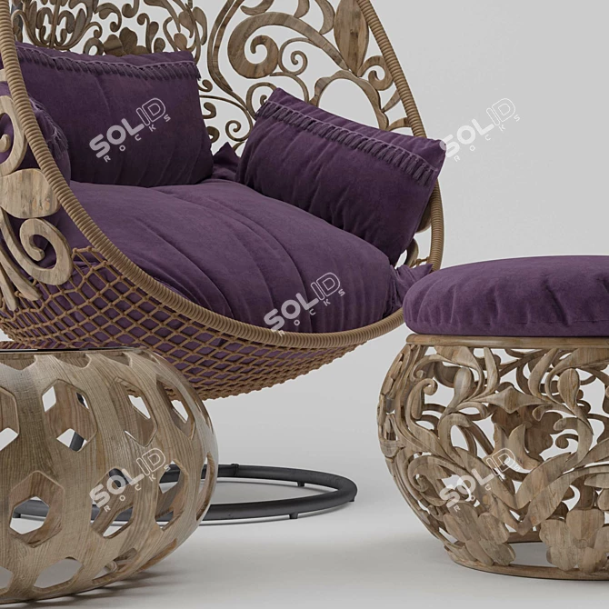 Cozy Oval Swing Chair 3D model image 2