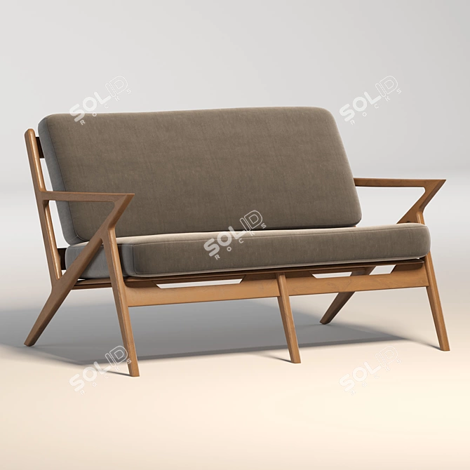 Luxury Velvet Love Seat: Modern Design 3D model image 4