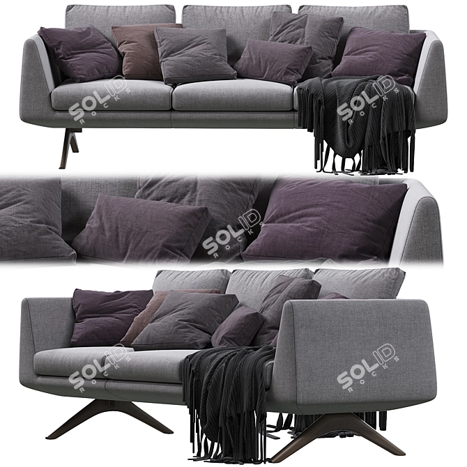 Elegant Hepburn Sofa: French-inspired Luxury 3D model image 1