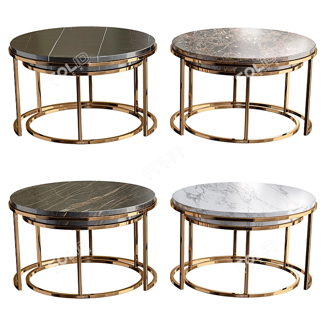 Bassey Nesting Coffee Table: Elegant and Functional 3D model image 1