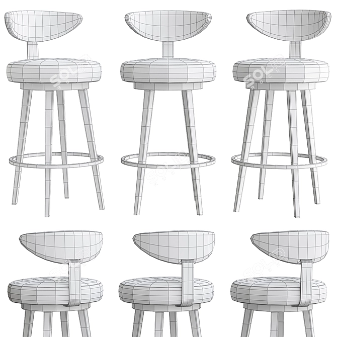 Custom Bar Stool | Handcrafted Perfection 3D model image 2