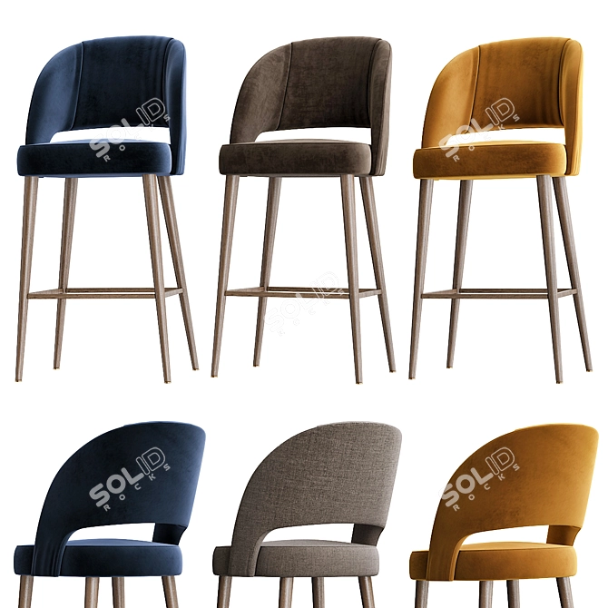 Elegant Ava Bar Chair 3D model image 1