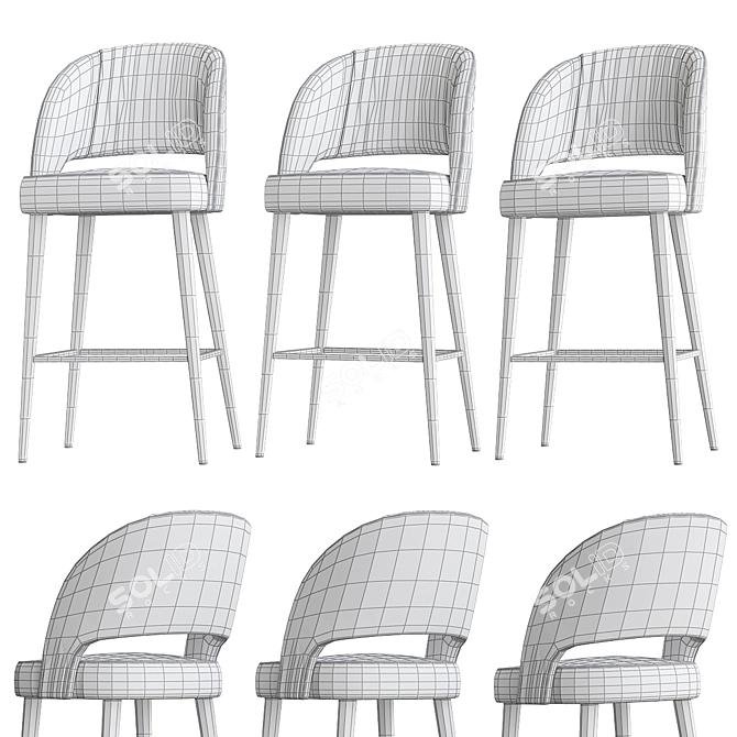 Elegant Ava Bar Chair 3D model image 2