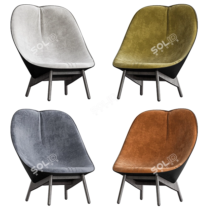 Sleek Black Oak Uchiwa Base 3D model image 1