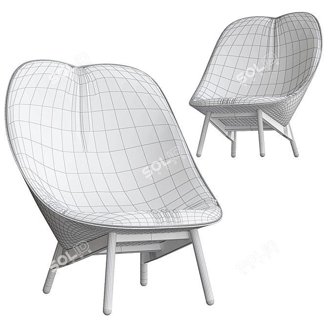 Sleek Black Oak Uchiwa Base 3D model image 2