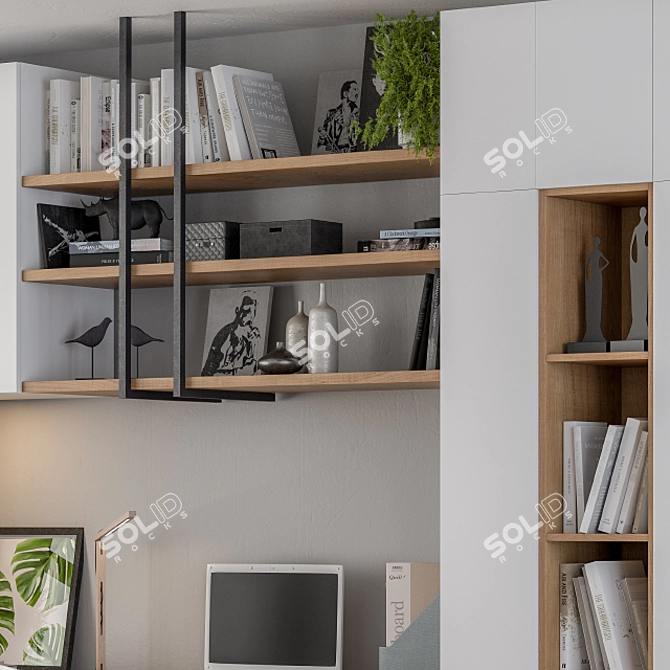 Minimalist White Wood Home Office 3D model image 3