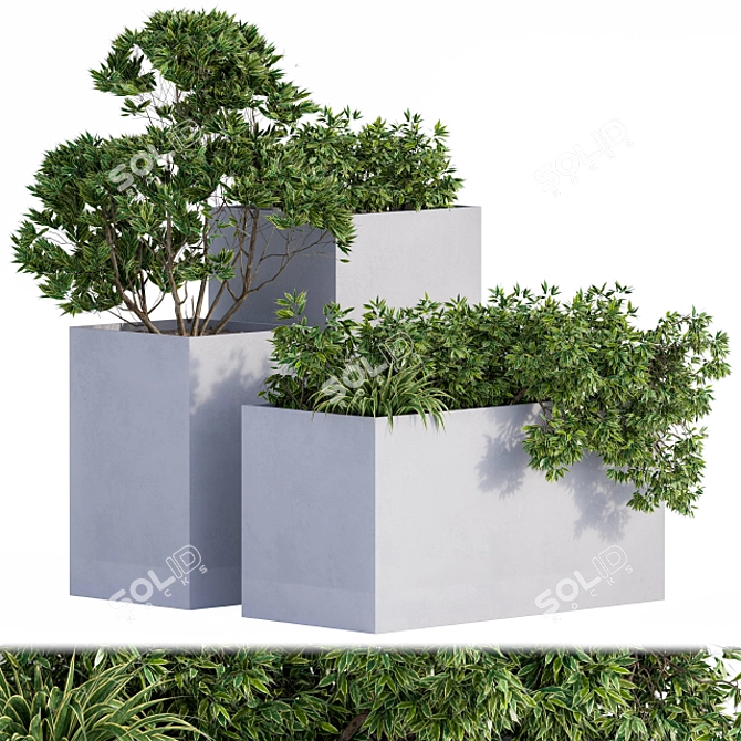 Concrete Outdoor Plants Box 3D model image 1