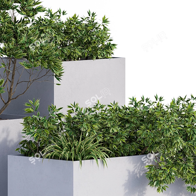 Concrete Outdoor Plants Box 3D model image 3