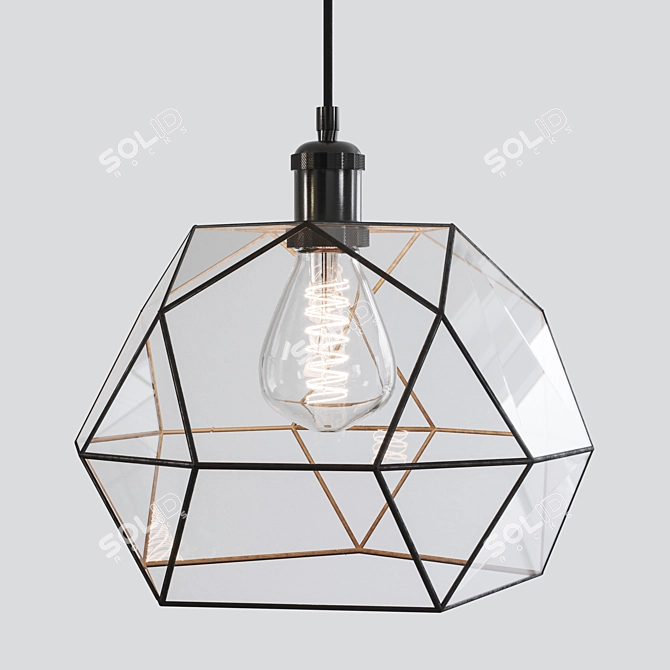 Stained Glass Dome Pendant Chandelier 3D model image 1