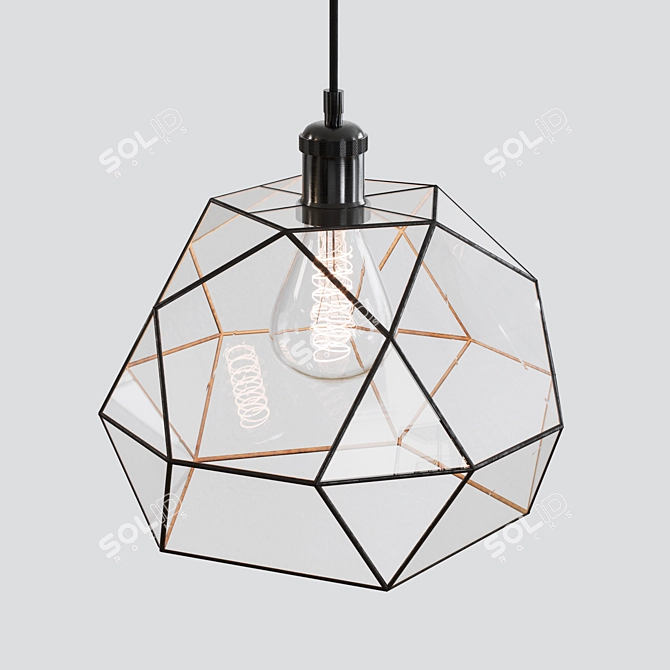 Stained Glass Dome Pendant Chandelier 3D model image 2