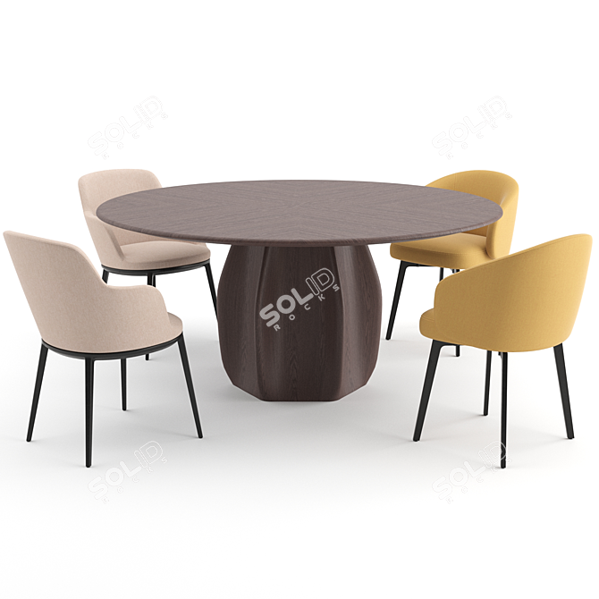  Italian Dining Set - Asterias Table with Bea and Caratos Chairs 3D model image 1