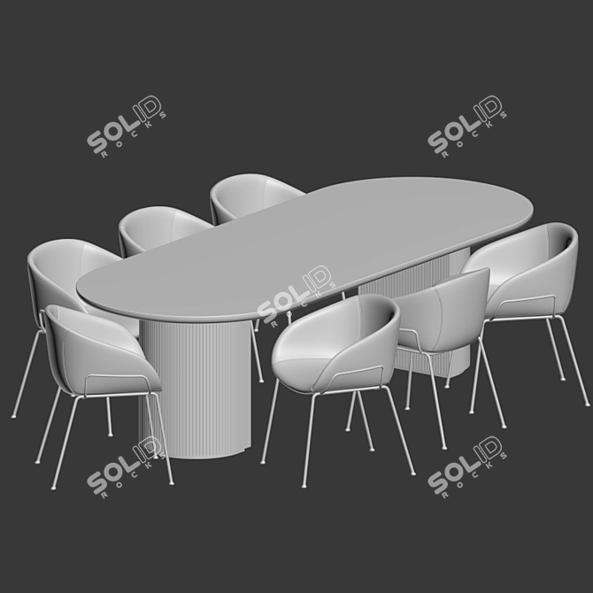 Elegant Duke Arm Chair & Gubi Moon Table 3D model image 2