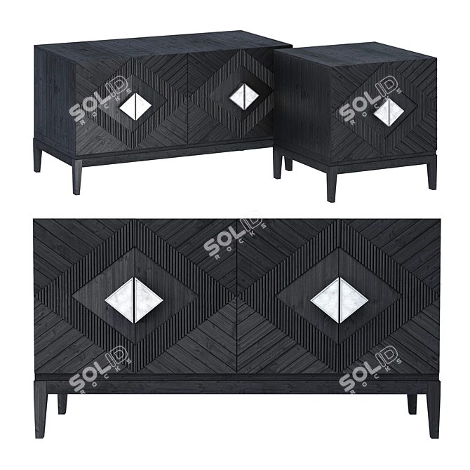 Elegant Samuel Console & Drawer 3D model image 2