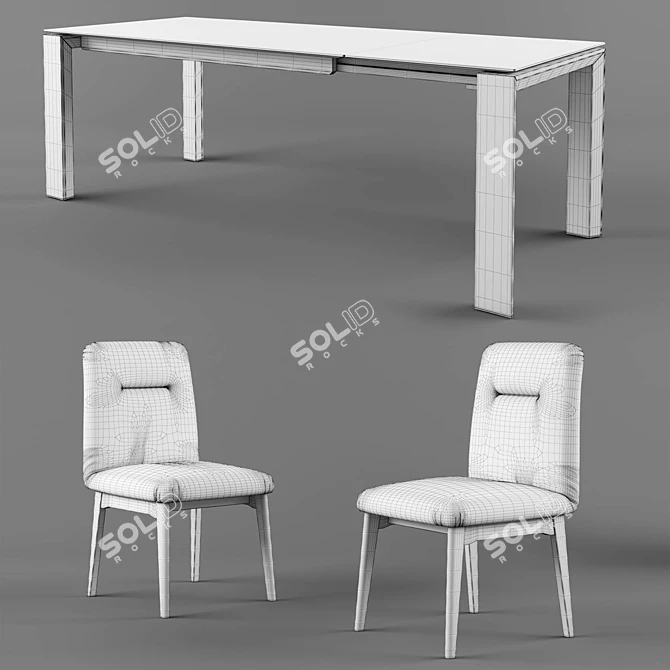Connubia Omnia Extendable Dining Table & Greta Chair 3D model image 4