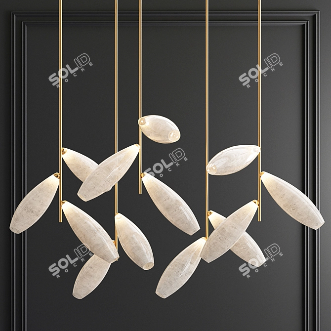 Elegant Gem Zigzag Chandelier 3D model image 1